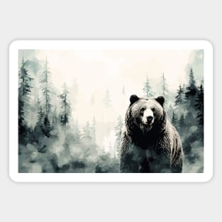 Misty boreal watercolor bear Magnet